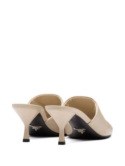 Shop Prada Triangle Logo Mules In Nude