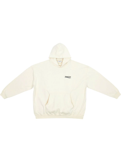 Shop Balenciaga Campaign Logo Hoodie In Nude