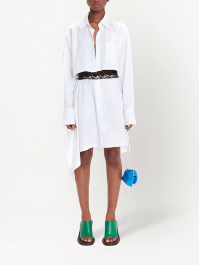 Shop Jw Anderson Lace-insert Shirt Dress In White