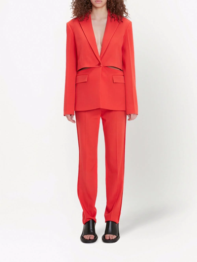 Shop Jw Anderson Cutout Single-breasted Blazer In Red