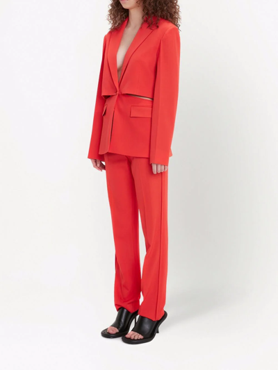 Shop Jw Anderson Cutout Single-breasted Blazer In Red