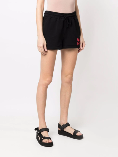 Sonia Rykiel Rouge-print Track Shorts In Schwarz