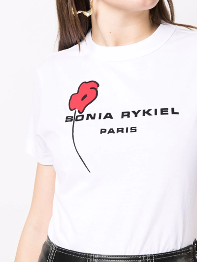 Shop Sonia Rykiel Poppy-print Short Sleeved T-shirt In Weiss