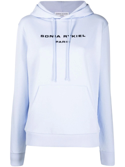 Shop Sonia Rykiel Logo-print Cotton Hoodie In Blau