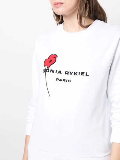 Shop Sonia Rykiel Poppy-print Logo Sweatshirt In Weiss