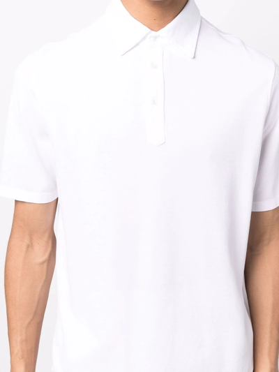 Shop Malo Short-sleeve Cotton Polo Shirt In Weiss