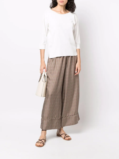 Malo Fine-knit Short-sleeve Top In Weiss