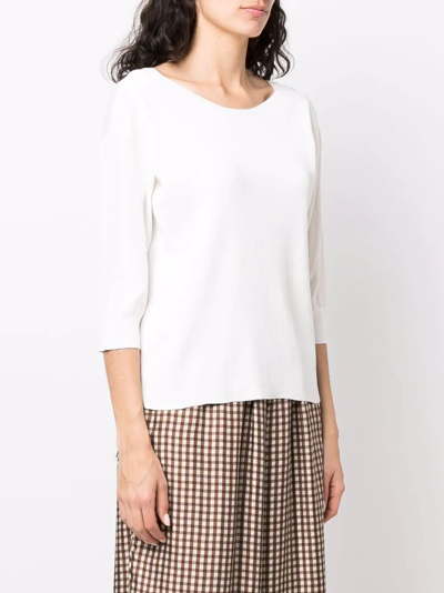 Shop Malo Fine-knit Short-sleeve Top In Weiss