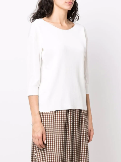 Malo Fine-knit Short-sleeve Top In Weiss