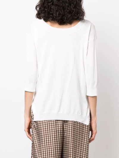 Malo Fine-knit Short-sleeve Top In Weiss