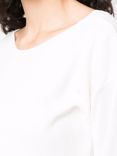Malo Fine-knit Short-sleeve Top In Weiss