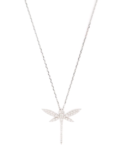 Shop Anapsara 18kt White Gold Dragonfly Diamond Pendant Necklace In Silber