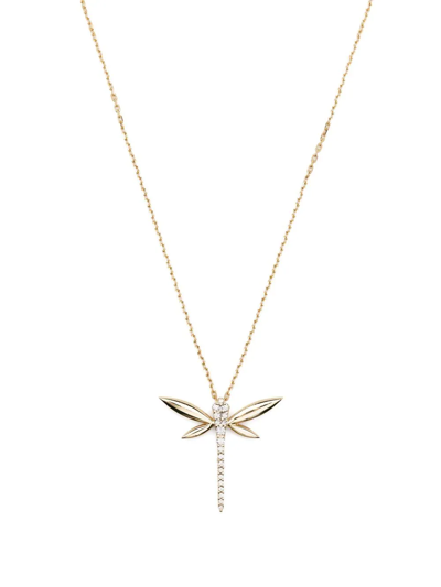 Shop Anapsara 18kt Yellow Gold Dragonfly Diamond Pendant Necklace