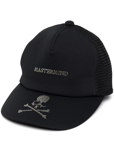 Shop Mastermind Japan Studded-logo Mesh-panel Cap In Black