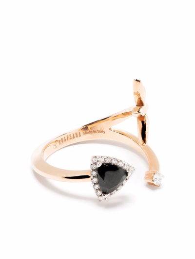 Shop Anapsara 18kt Rose Gold Micro Trinity Diamond Ring In Rosa