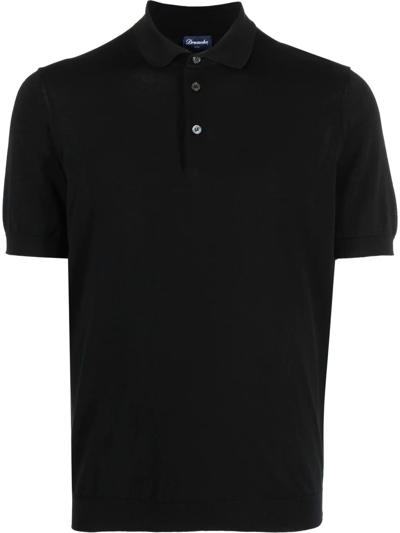 Drumohr Short Sleeve Polo With Classic Collar In Schwarz