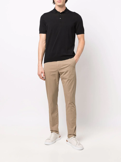 Drumohr Short Sleeve Polo With Classic Collar In Schwarz