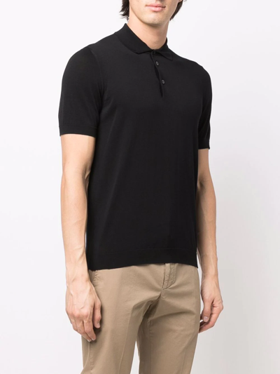 Drumohr Short Sleeve Polo With Classic Collar In Schwarz