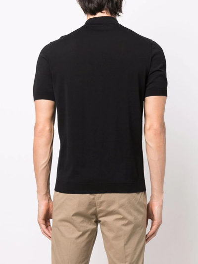 Drumohr Short Sleeve Polo With Classic Collar In Schwarz