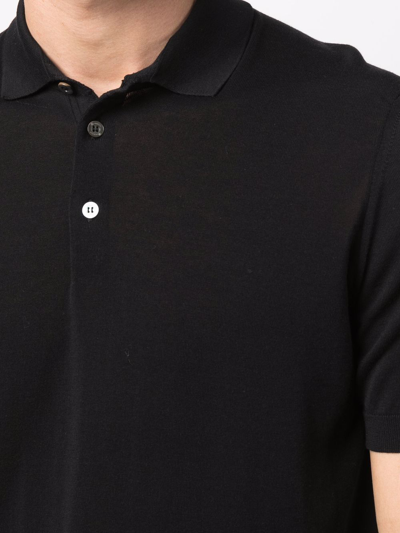 Drumohr Short Sleeve Polo With Classic Collar In Schwarz
