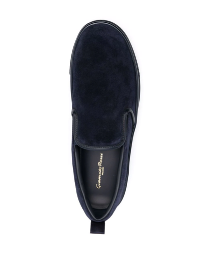Shop Gianvito Rossi Leather-trim Slip-on Loafers In Blau