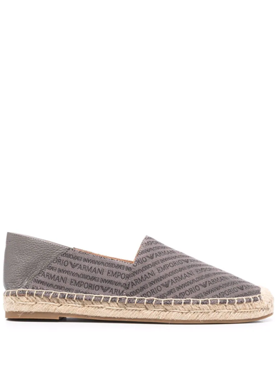 Emporio Armani Logo print Espadrilles In Grau ModeSens