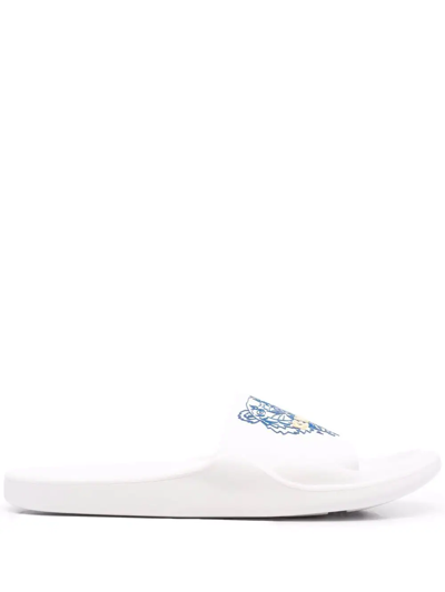 Shop Kenzo Slide Pool Tiger Sandals In Weiss