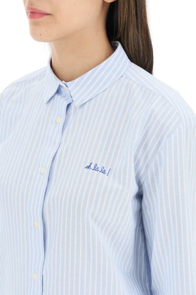 Shop Maison Labiche Embroidered Saint-ger Shirt In White,light Blue