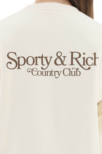 Shop Sporty And Rich Crewneck Logo Sweatshirt In White