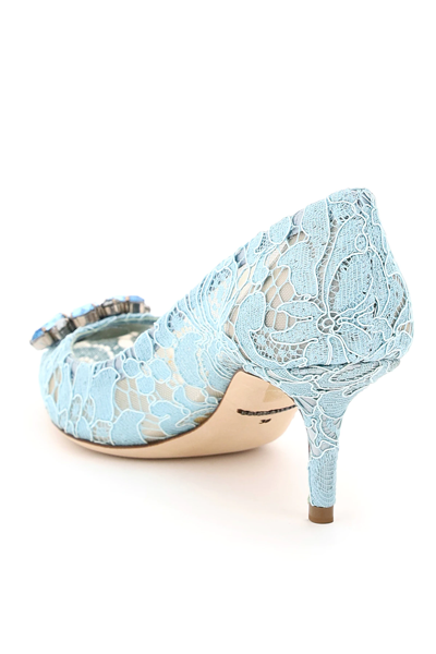 Shop Dolce & Gabbana Charmant Lace Bellucci Pumps In Light Blue