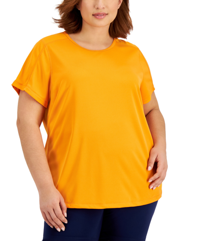 Shop Id Ideology Plus Size Birdseye Mesh T-shirt, Created For Macy's In Energy Orange