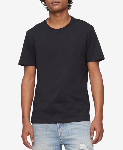 Shop Calvin Klein Men's Smooth Cotton Solid Crewneck T-shirt In Black Beauty