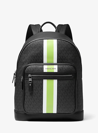 Shop Michael Kors Hudson Logo Stripe Backpack In Green