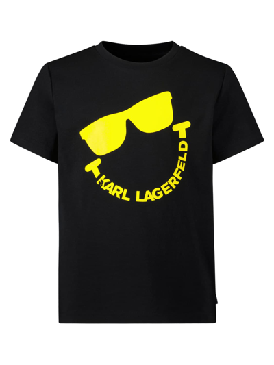 Shop Karl Lagerfeld Kids T-shirt For Boys In Black