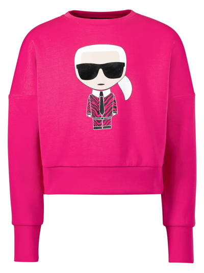 Shop Karl Lagerfeld Kids Sweatshirt For Girls In Fuchsia