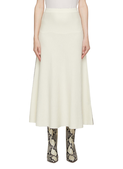 Shop Gabriela Hearst Contrast Crochet Stitch Cashmere Midi Skirt In White