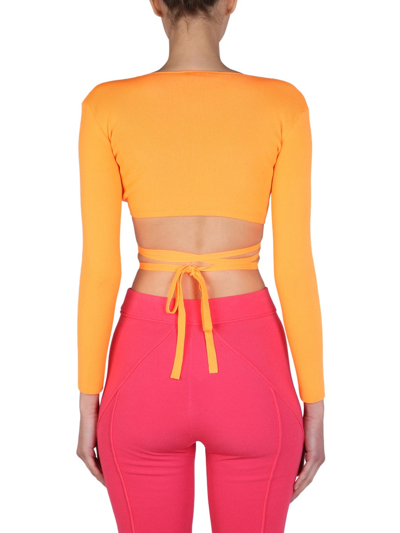 Shop Msgm Top Cropped In Orange