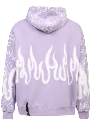 Shop Vision Of Super Flame Print Hoodie In Purple