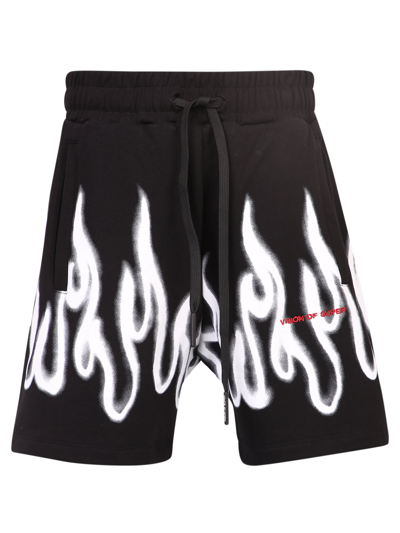 Shop Vision Of Super Flame Print Shorts In Black