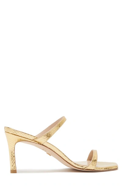 Shop Stuart Weitzman Aleena Slide Sandal In Gold / Gold