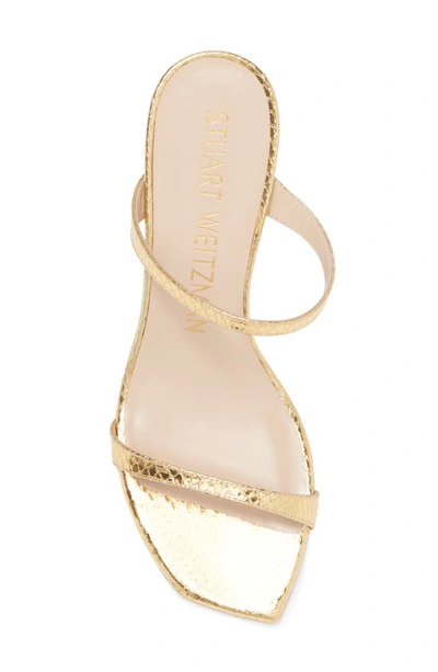 Shop Stuart Weitzman Aleena Slide Sandal In Gold / Gold