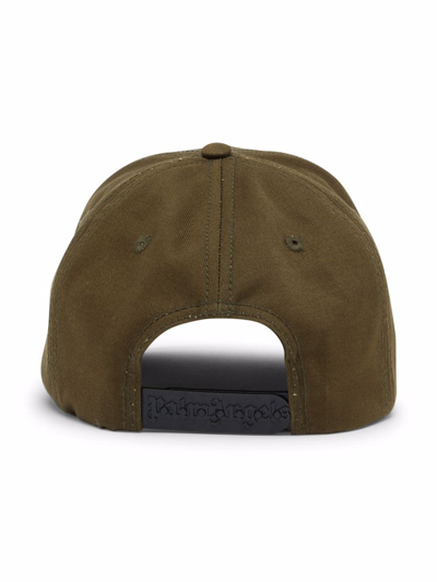 Shop Palm Angels Logo-print Cotton Cap In Green