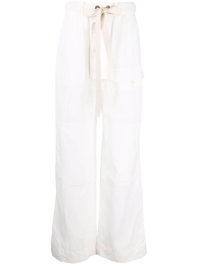 Shop Stella Mccartney Flap Pockets Straight-leg Trousers In White
