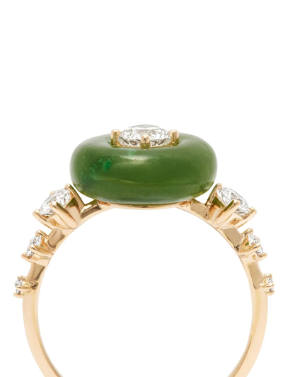 Fernando Jorge 18kt Yellow Gold Surround Jade And Diamond Ring In Gold