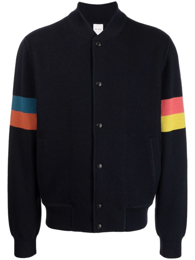 Shop Paul Smith Wool Stripe-detail Bomber Jacket In Blau