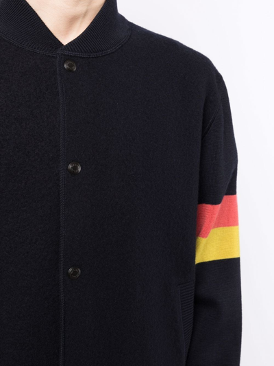 Shop Paul Smith Wool Stripe-detail Bomber Jacket In Blau