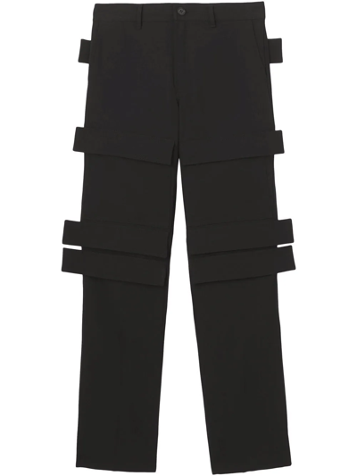 Burberry Grain De Poudre Wool Cargo Trousers In Black