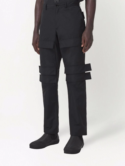 Burberry Grain De Poudre Wool Cargo Trousers In Black