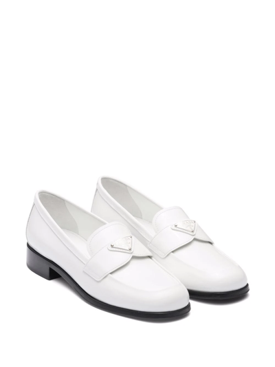 Prada Mocassini In Pelle Bianca  Donna In Weiss