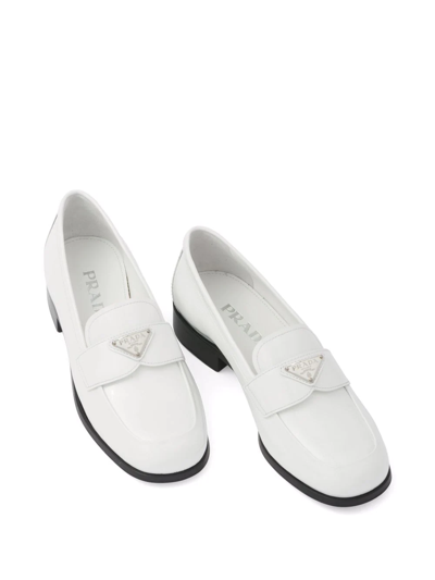 Prada Mocassini In Pelle Bianca  Donna In Weiss